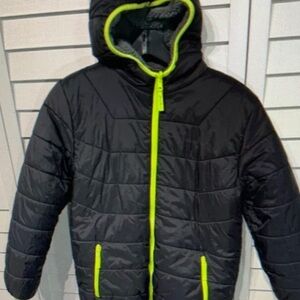 Kids Black and Green Hooded Jacket
